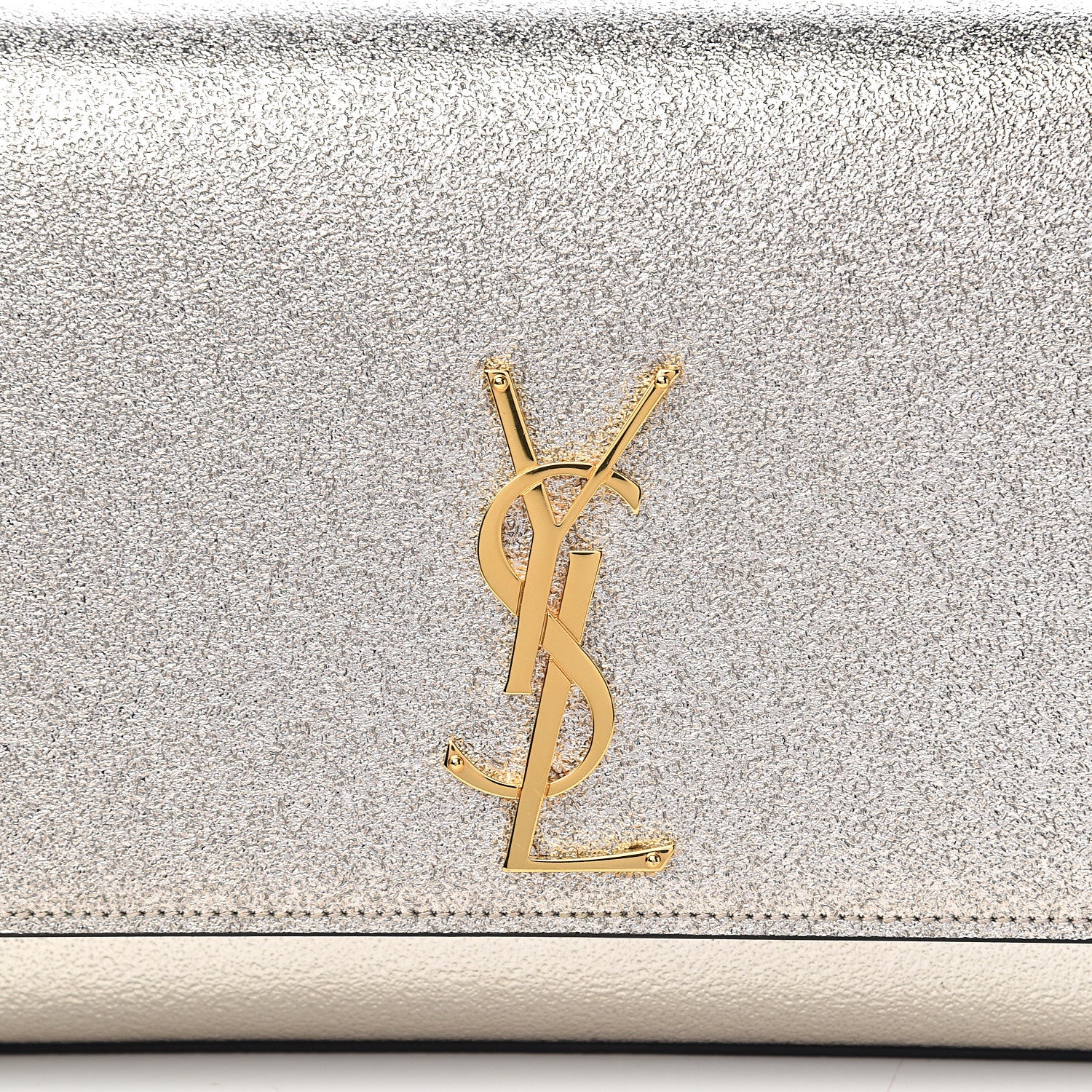 Saint Laurent Metallic Calfskin Medium Classic Monogram Kate Satchel Platine 8 of 8