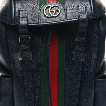 Gucci Textured Dollar Calfskin Web Medium Ophidia Double Buckle Backpack Blue Agata 8 of 10