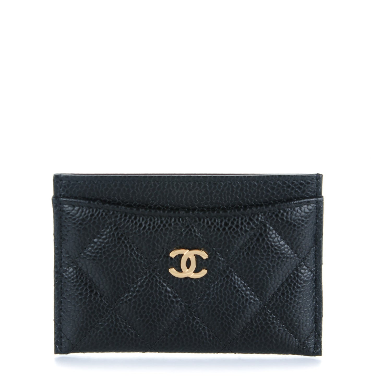 Caviar Quilted Card Holder Black