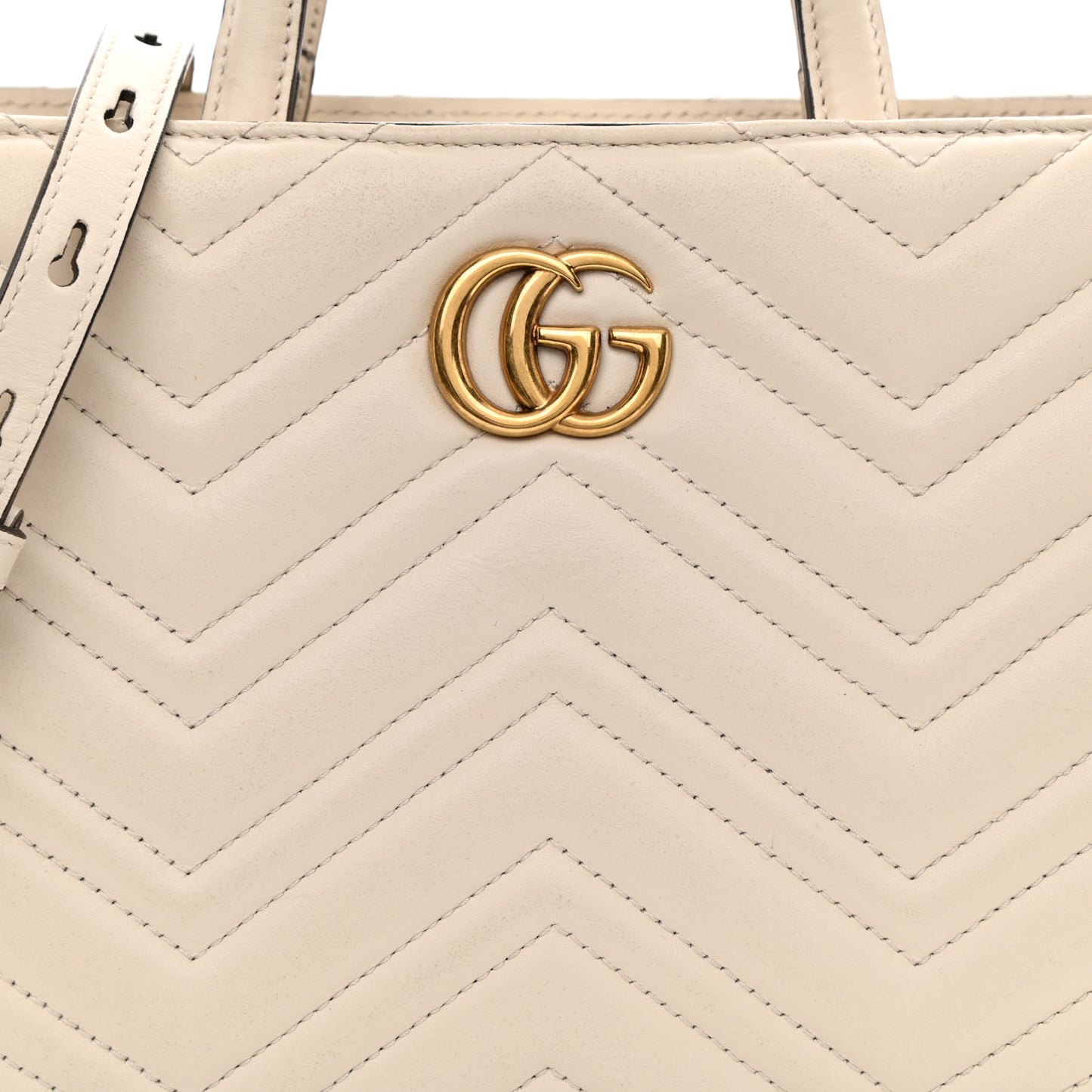 Calfskin Matelasse Small GG Marmont Tote White