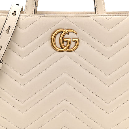 Gucci Calfskin Matelasse Small GG Marmont Tote White 5 of 16