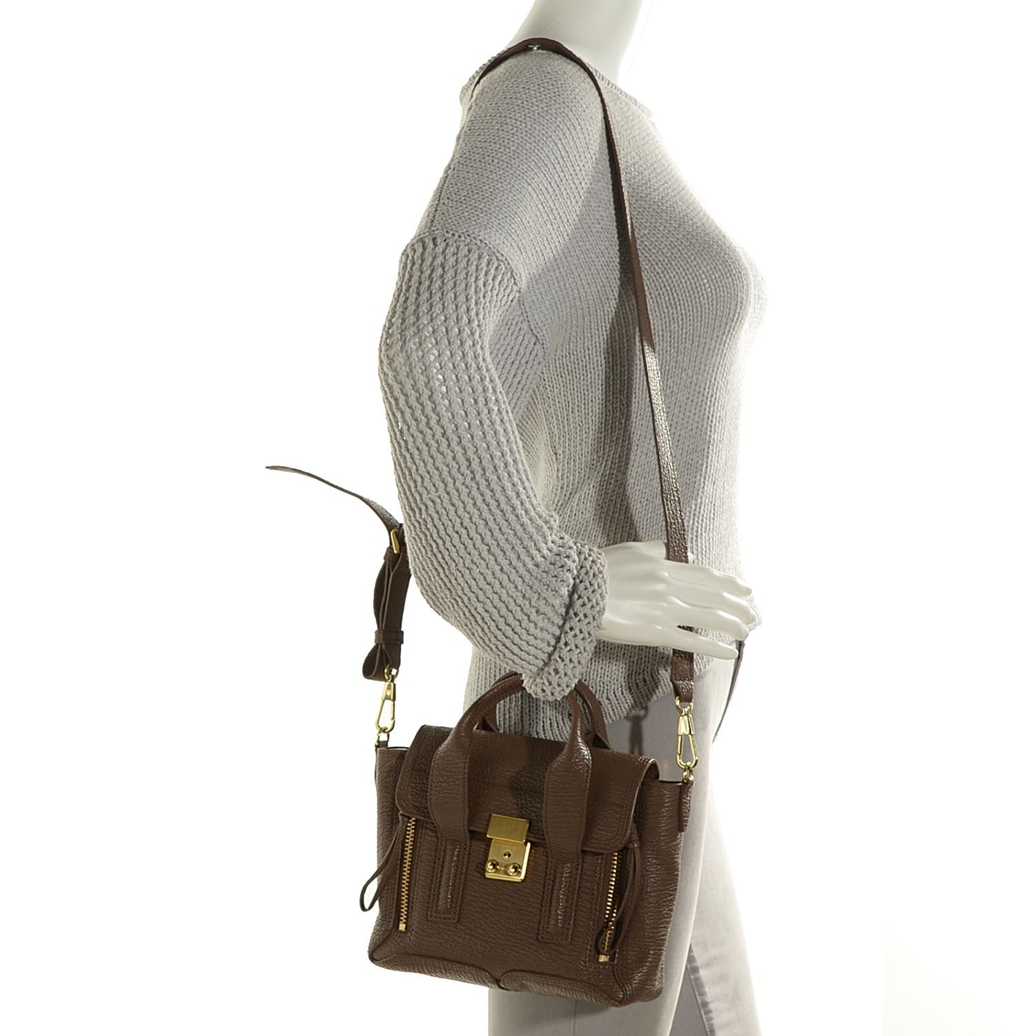 3.1 Phillip Lim 3.1 Textured Calfskin Mini Pashli Satchel Taupe 4 of 26