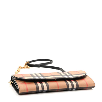 Burberry Vintage Check Henley Wallet On Chain Black 4 of 8
