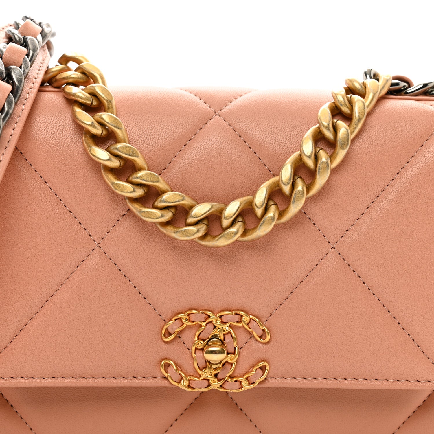 Chanel Lambskin Quilted Chanel 19 Wallet On Chain WOC Beige 5 of 12