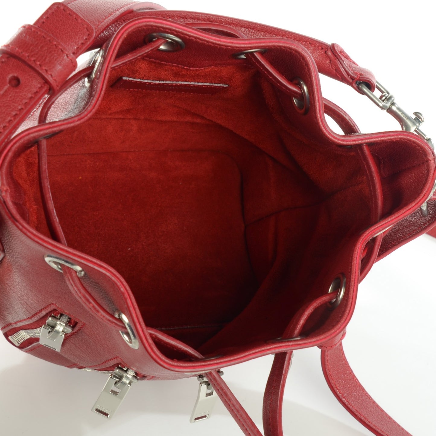 Sheepskin Small Emmanuelle Zip Bucket Bag Red