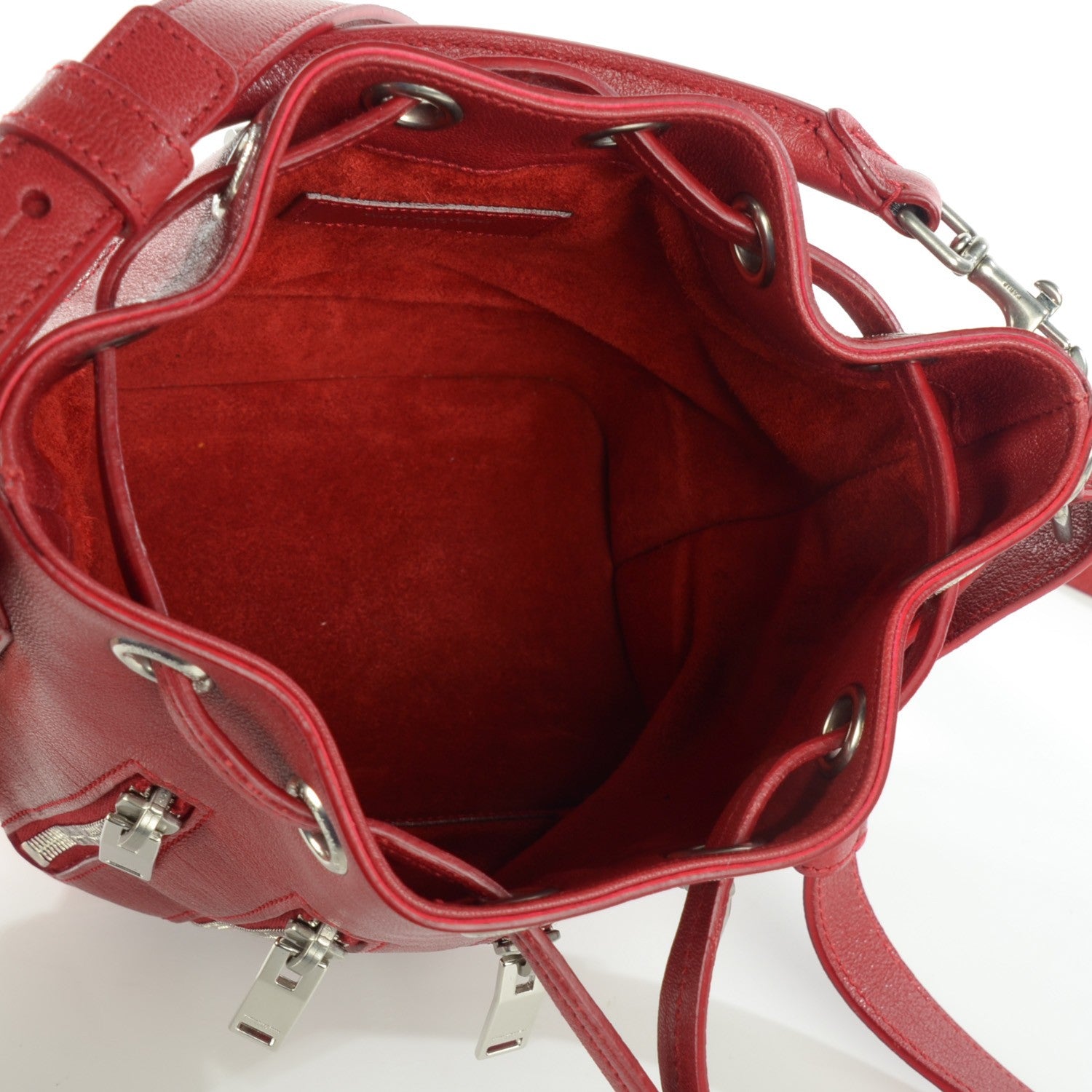 Saint Laurent Sheepskin Small Emmanuelle Zip Bucket Bag Red 5 of 8