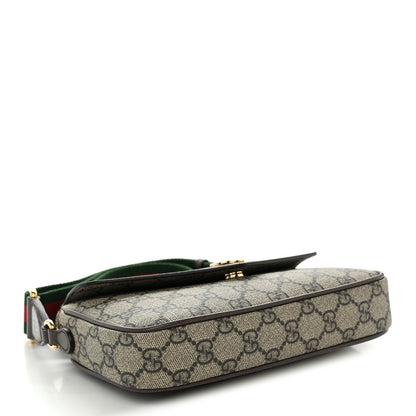 Gucci GG Supreme Monogram Textured Dollar Calfskin Web Mini Ophidia Envelope Shoulder Bag Beige Ebony 4 of 11
