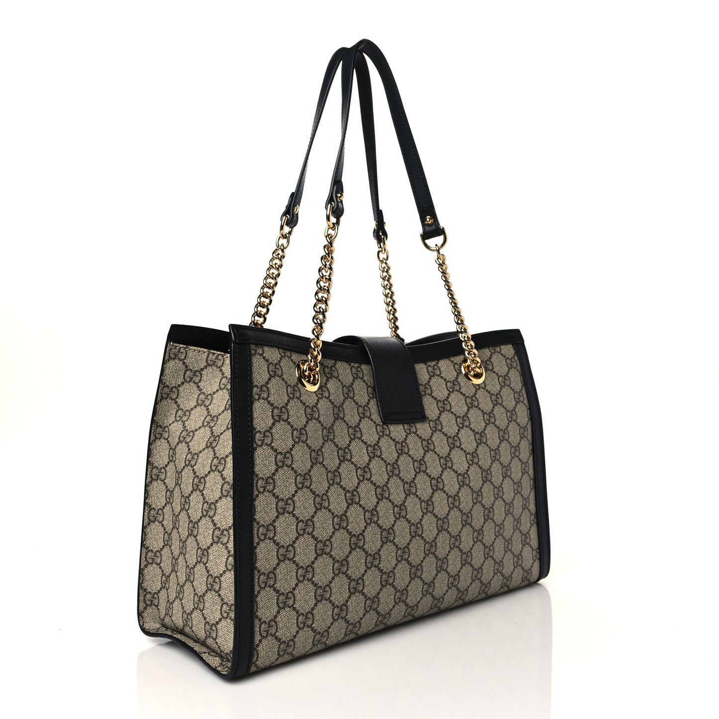 GG Supreme Monogram Medium Padlock Tote Black