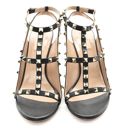 Valentino Garavani Grained Calfskin Rockstud Gladiator 105mm Sandals 41 Black 3 of 9