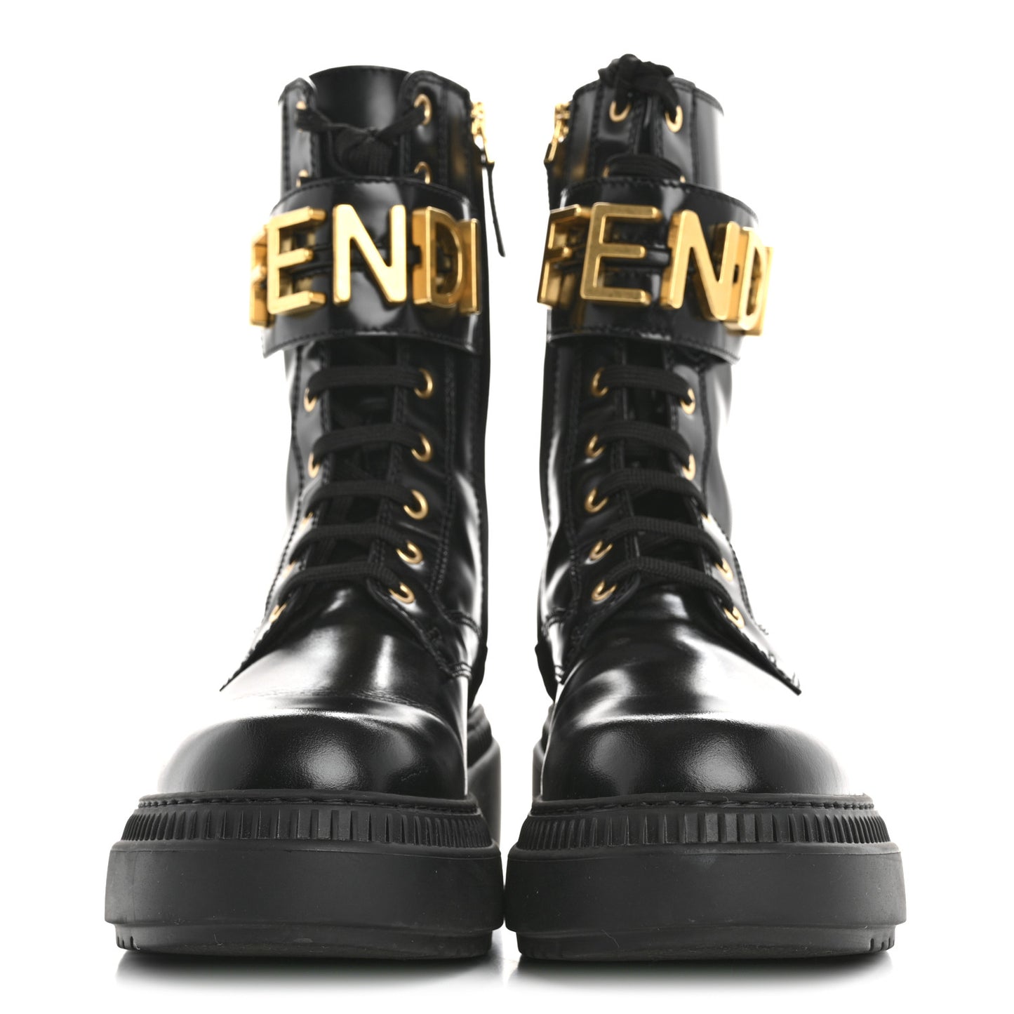 Vitello Abrasivato Fendigraphy 50mm Biker Boots 38 Black