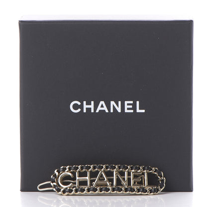Chanel Metal Lambskin Vintage Allure Logo Hair Clip Black Gold 5 of 5