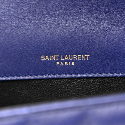 Saint Laurent Lambskin Matelasse Monogram Medium Vicky Chain Bag Blue 6 of 7