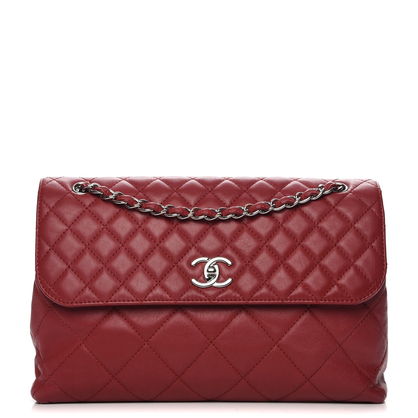 Calfskin Quilted In the Business Flap Dark Red