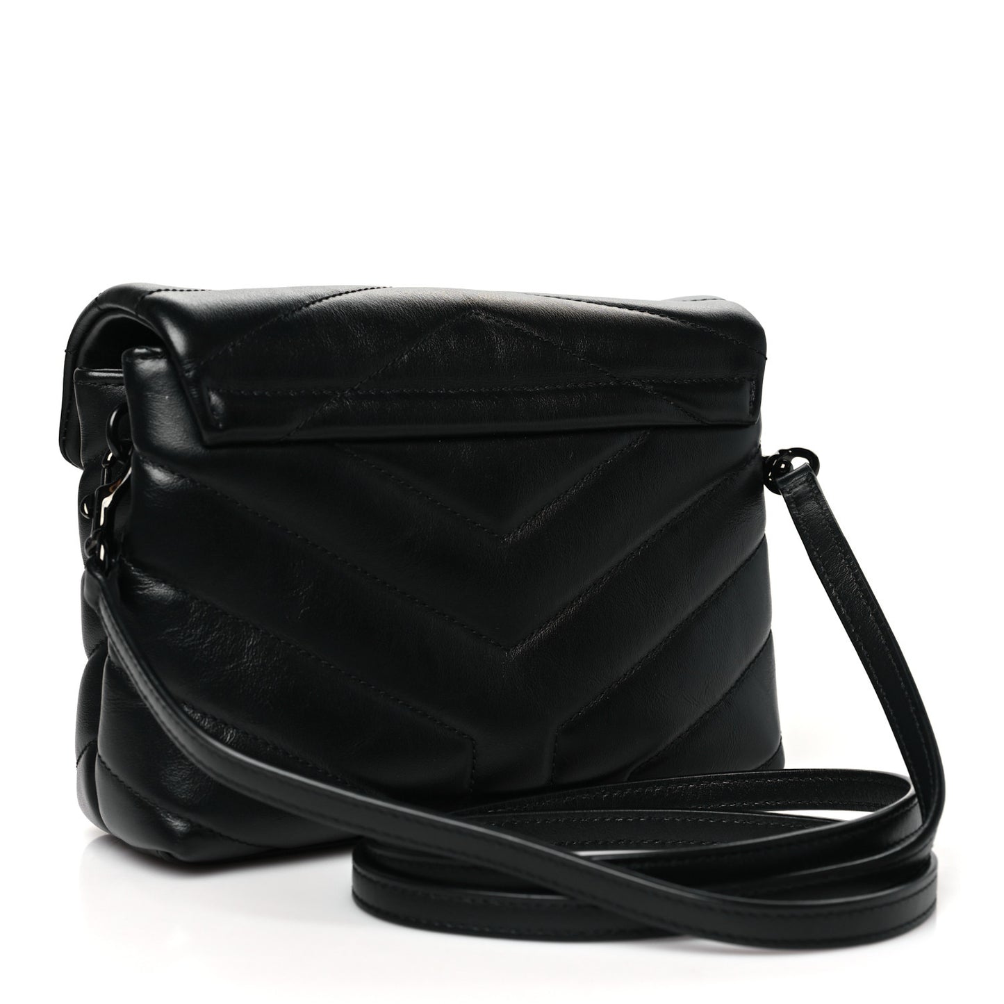 Calfskin Y Quilted Monogram Monochrome Toy Loulou Crossbody Bag Black