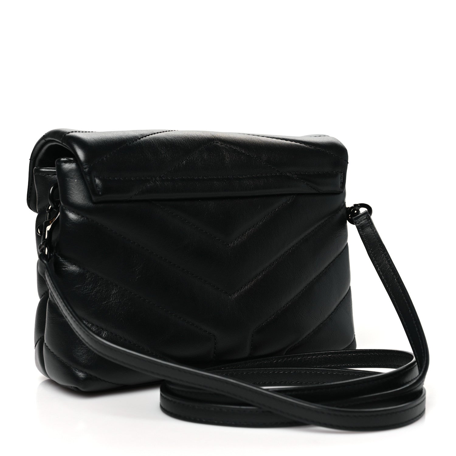 Saint Laurent Calfskin Y Quilted Monogram Monochrome Toy Loulou Crossbody Bag Black 3 of 10