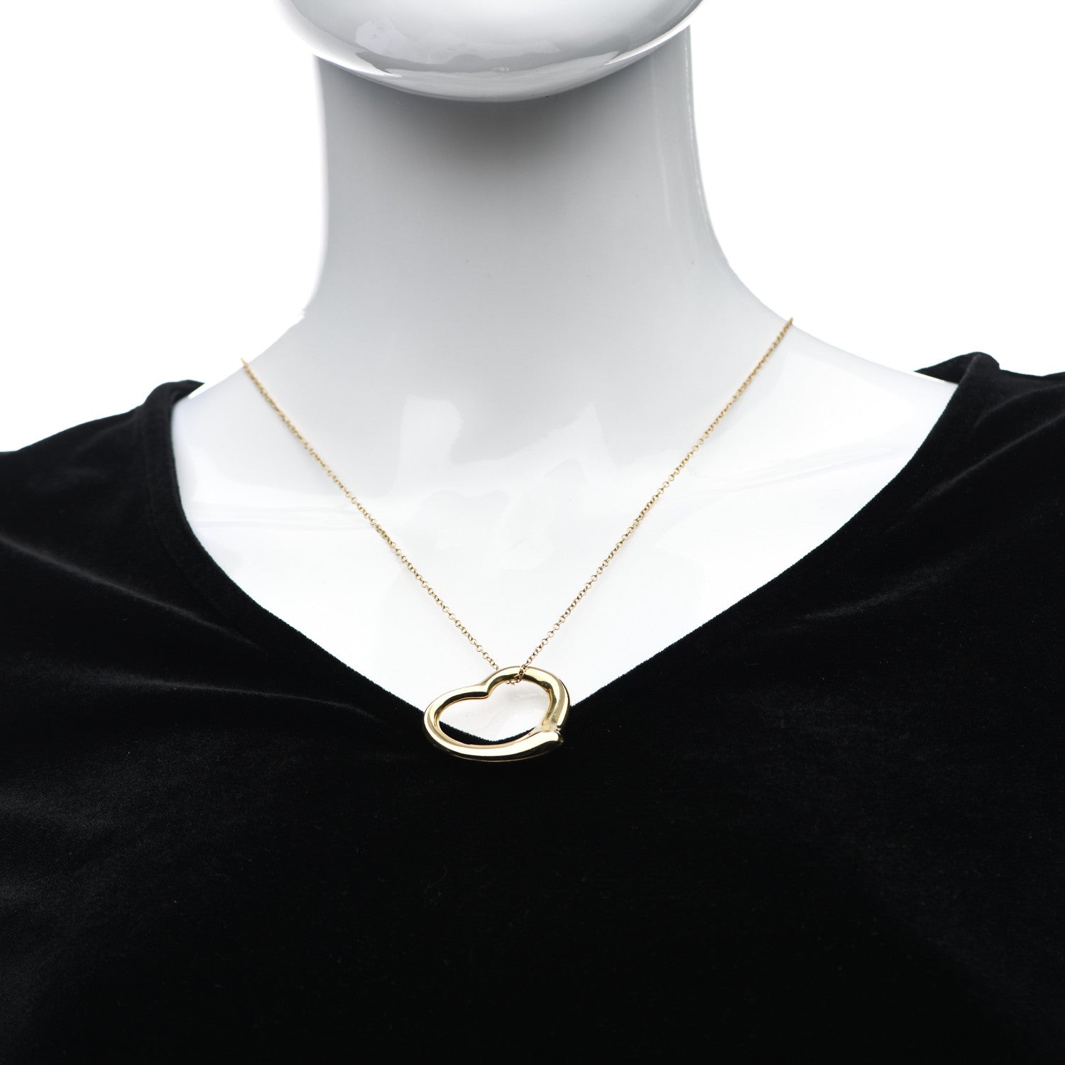 Tiffany 18K Yellow Gold Elsa Peretti Large Open Heart Pendant Necklace 2 of 8