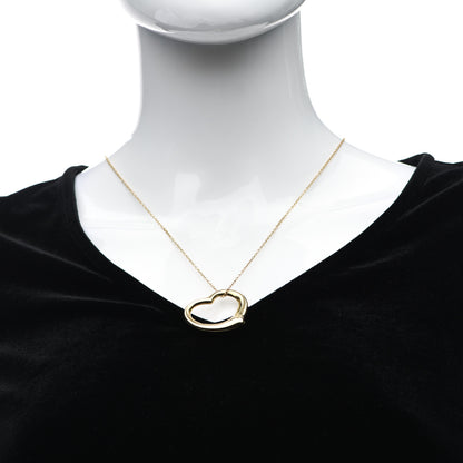 Tiffany 18K Yellow Gold Elsa Peretti Large Open Heart Pendant Necklace 2 of 8