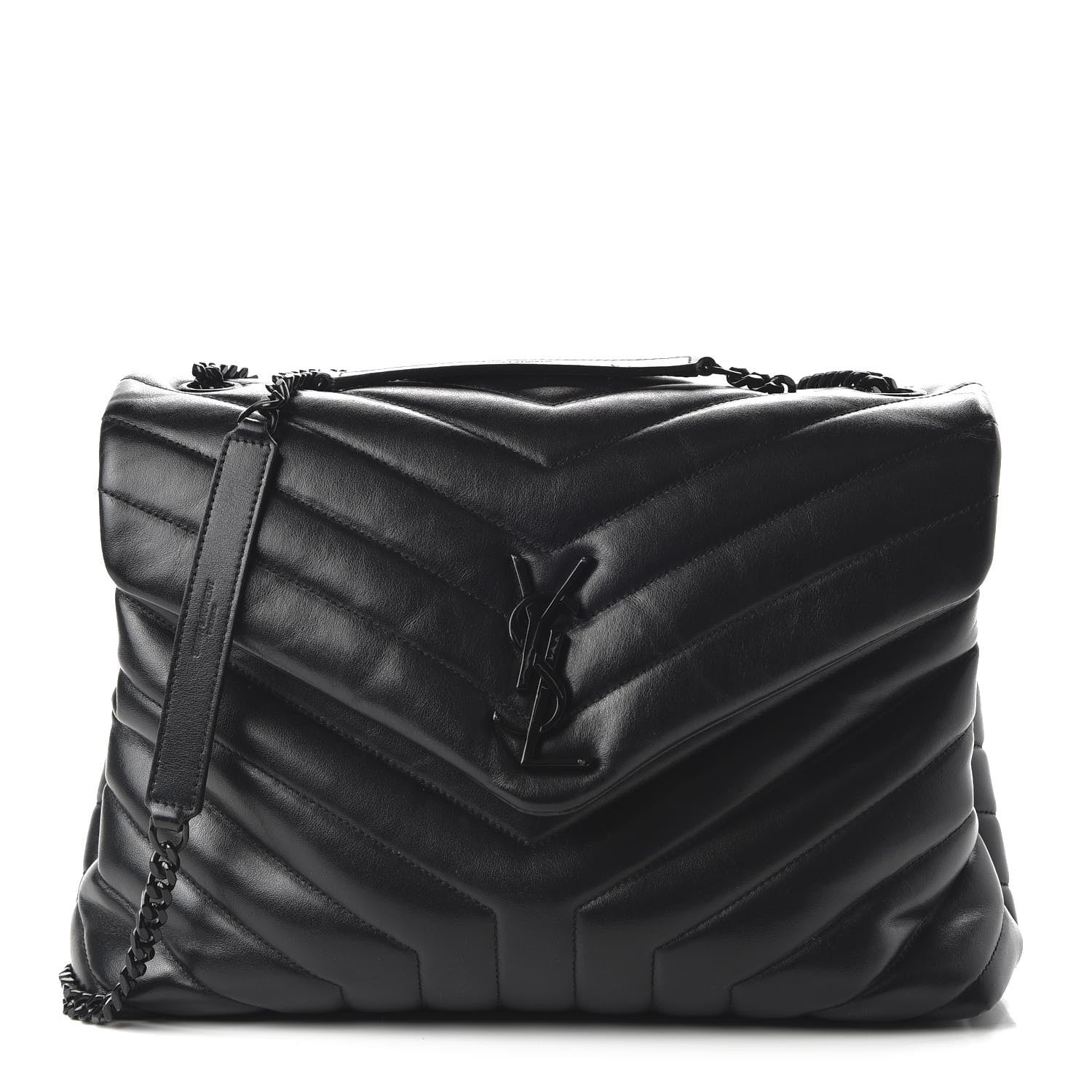 Saint Laurent Calfskin Y Quilted Monogram Medium Loulou Chain Satchel Black 1 of 9