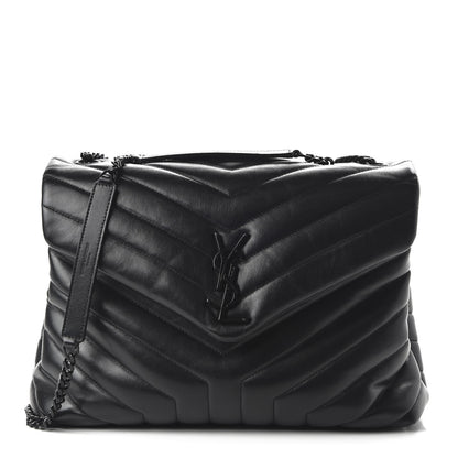 Saint Laurent Calfskin Y Quilted Monogram Medium Loulou Chain Satchel Black 1 of 9
