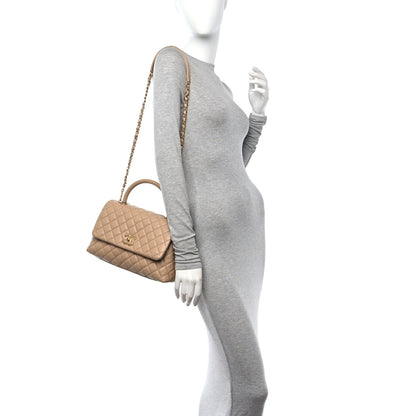Chanel Caviar Lizard Embossed Quilted Small Coco Handle Flap Beige 2 of 12