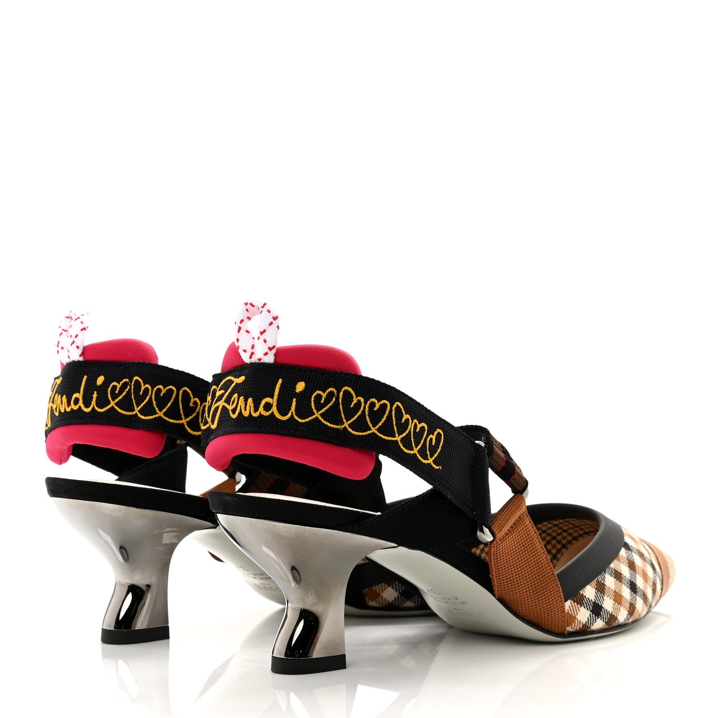 Wool Houndstooth Colibri Slingback Pumps 37 Brown