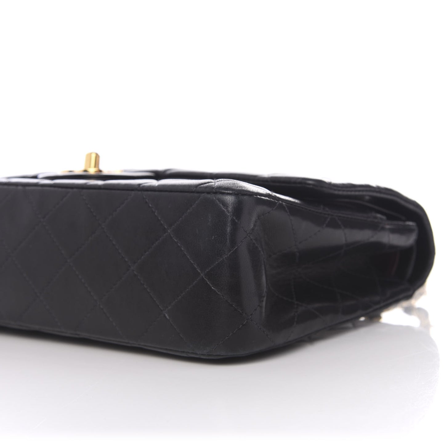 Lambskin Quilted Medium Double Flap Black