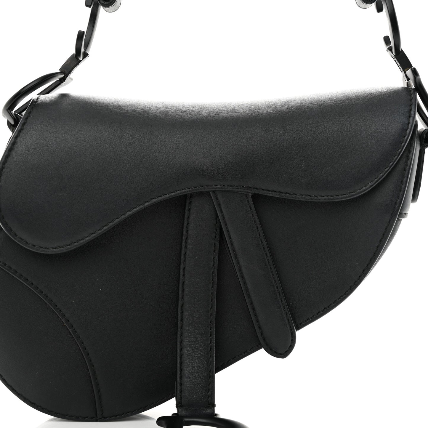 Ultra Matte Calfskin Mini Saddle Bag Black