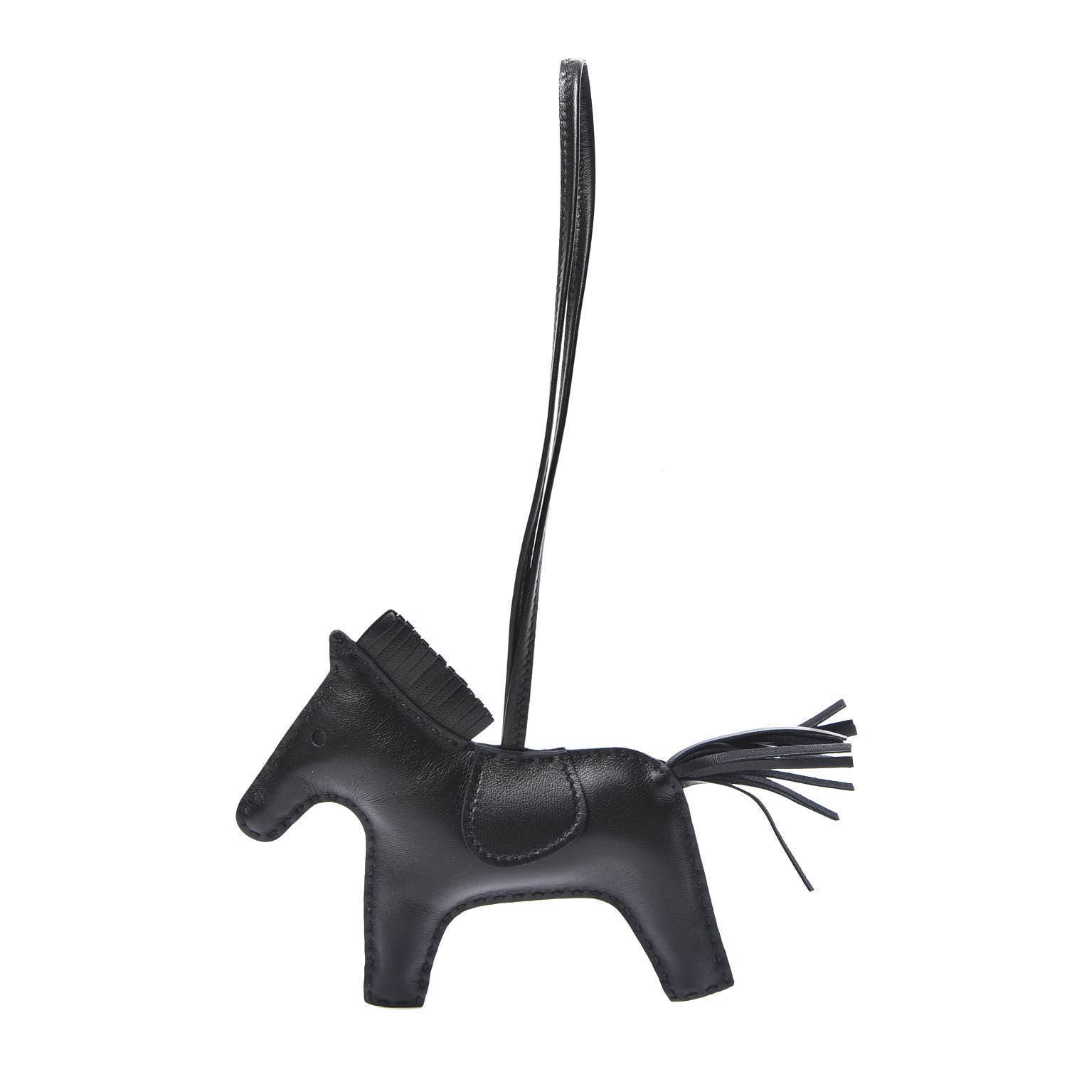 Hermes Milo Lambskin Grigri Rodeo Horse Bag Charm MM So Black 1 of 4