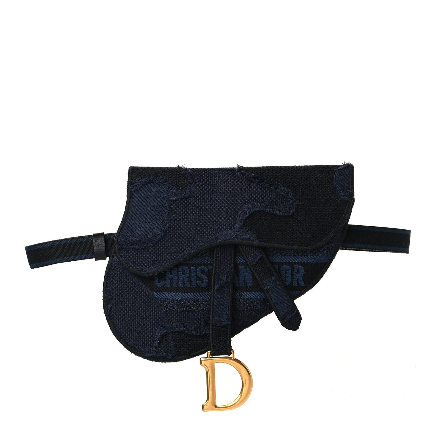 Canvas Embroidered Camouflage Saddle Belt Bag Blue