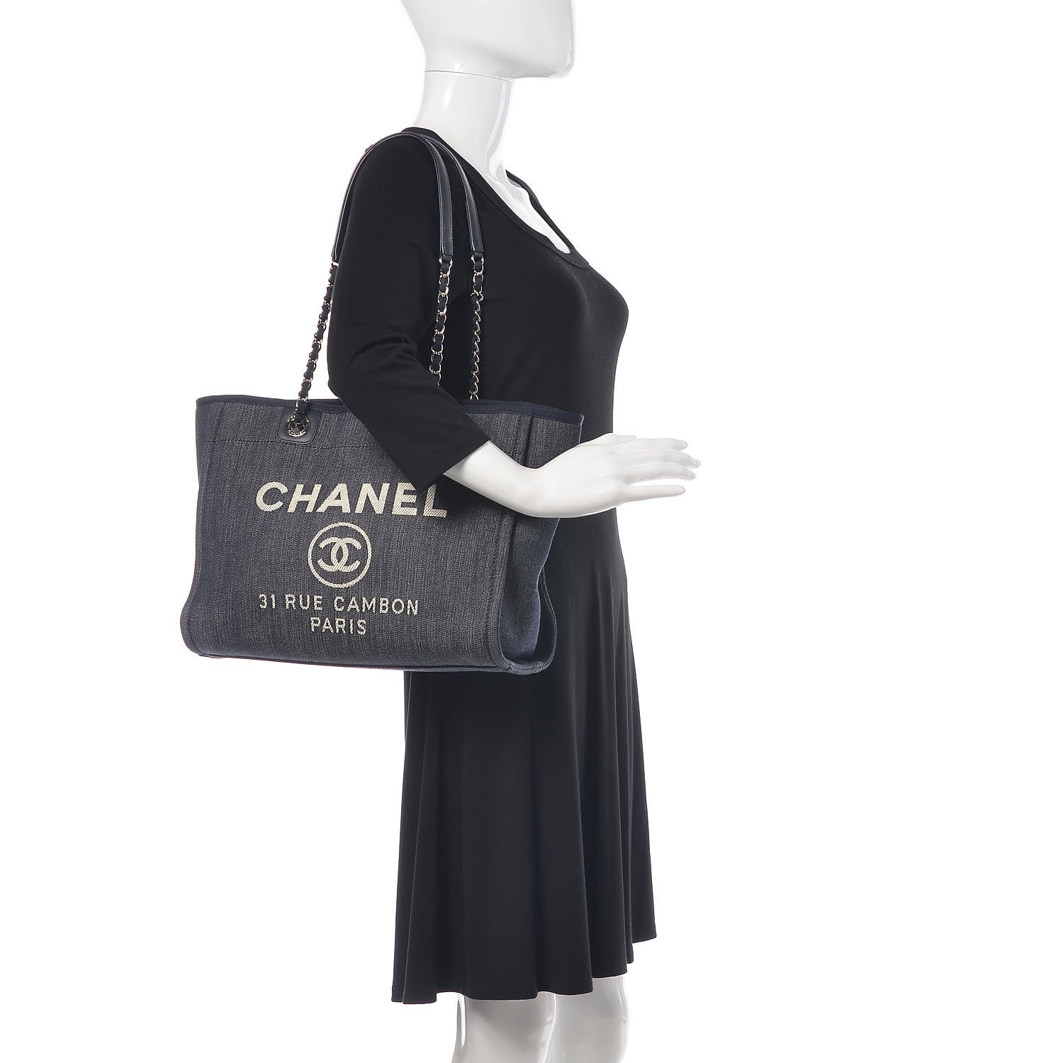 Chanel Denim Small Deauville Tote Dark Blue 2 of 11