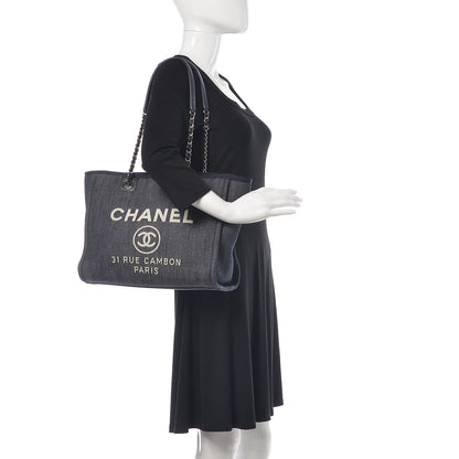 Chanel Denim Small Deauville Tote Dark Blue 2 of 11