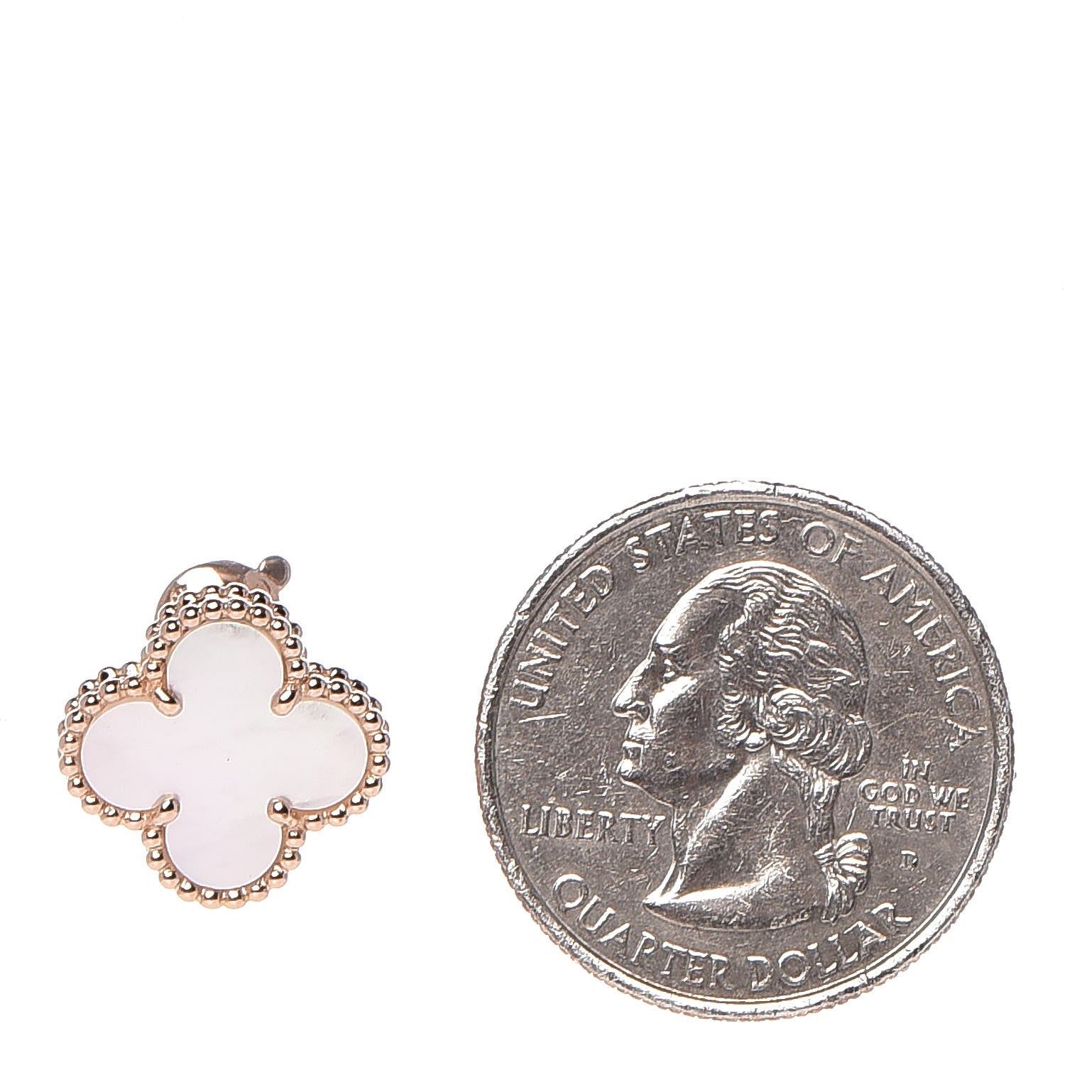 Van Cleef & Arpels 18K Rose Gold Mother of Pearl Vintage Alhambra Earrings 2 of 7