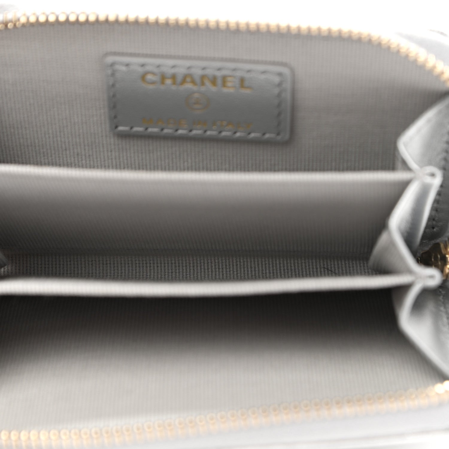 Chanel Metallic Lambskin Quilted Chanel 19 Zip Around Coin Purse Wallet Silver 5 of 8