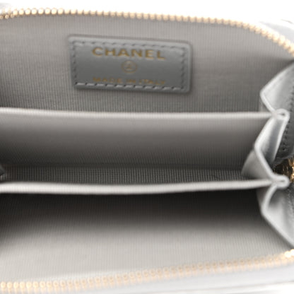 Chanel Metallic Lambskin Quilted Chanel 19 Zip Around Coin Purse Wallet Silver 5 of 8