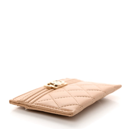 Chanel Lambskin Quilted Boy Card Holder Beige 4 of 8