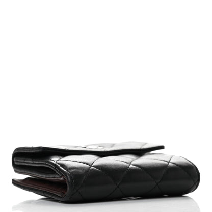 Chanel Lambskin Quilted Compact French Flap Wallet Black 3 of 6