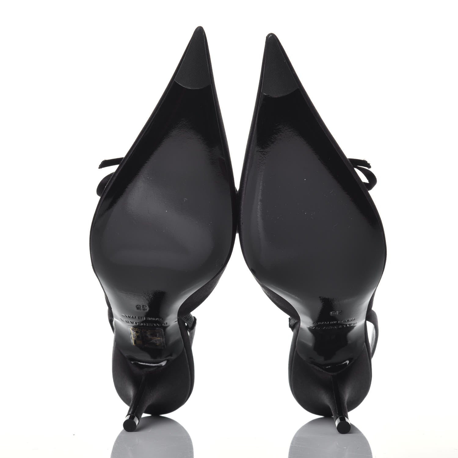 Balenciaga Satin Pointed Toe Knife Slingback Mules 35 Black 5 of 7