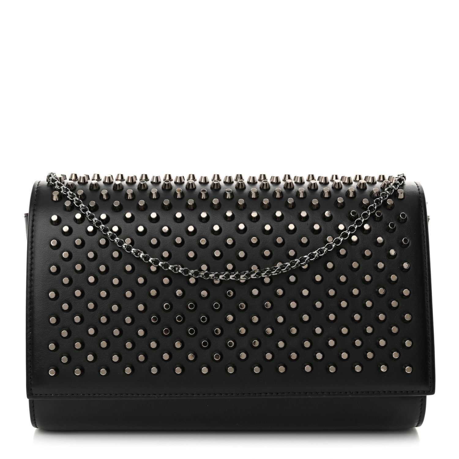 Christian Louboutin Calfskin Patent Spikes Paloma Clutch Black 1 of 11