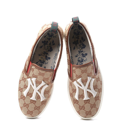 Gucci X MLB GG Monogram NY Yankees Embroidered Mens Slip On Sneakers 6 Beige Ruggine Rust 8 of 13