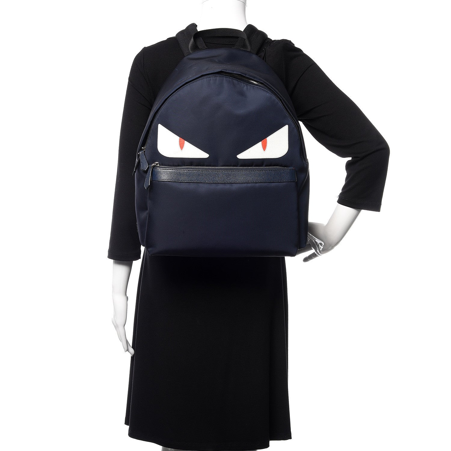 Fendi Nylon Vitello Elite Monster Eyes Rounded Backpack Blue Scuro White Multicolor 2 of 11