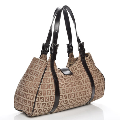 Fendi Zucchino Cuoio Shoulder Bag Mogano Panna Testa di Moro 3 of 11