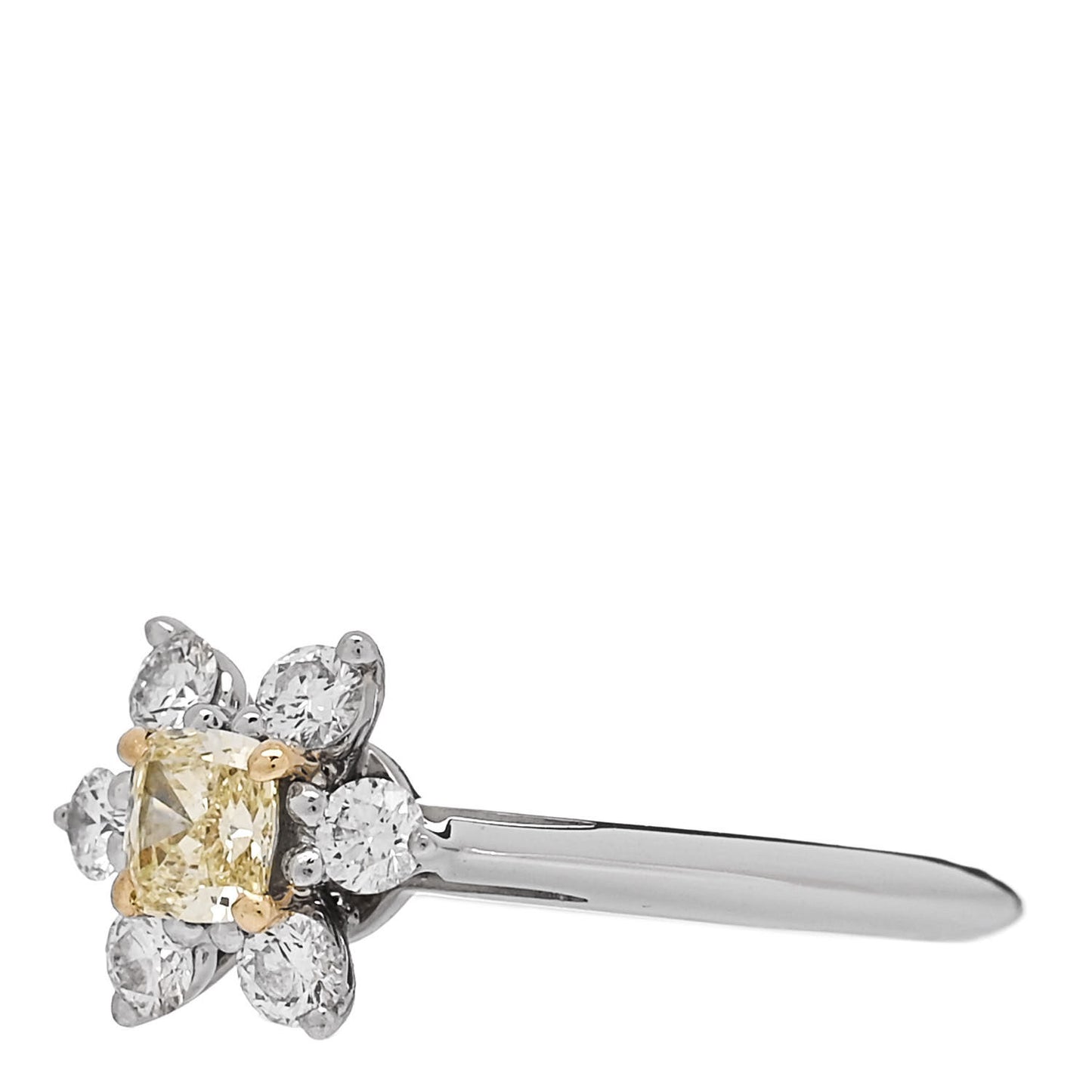 Platinum 18K Yellow Gold Fancy Yellow Diamond .25ct Buttercup Ring 49 4.75