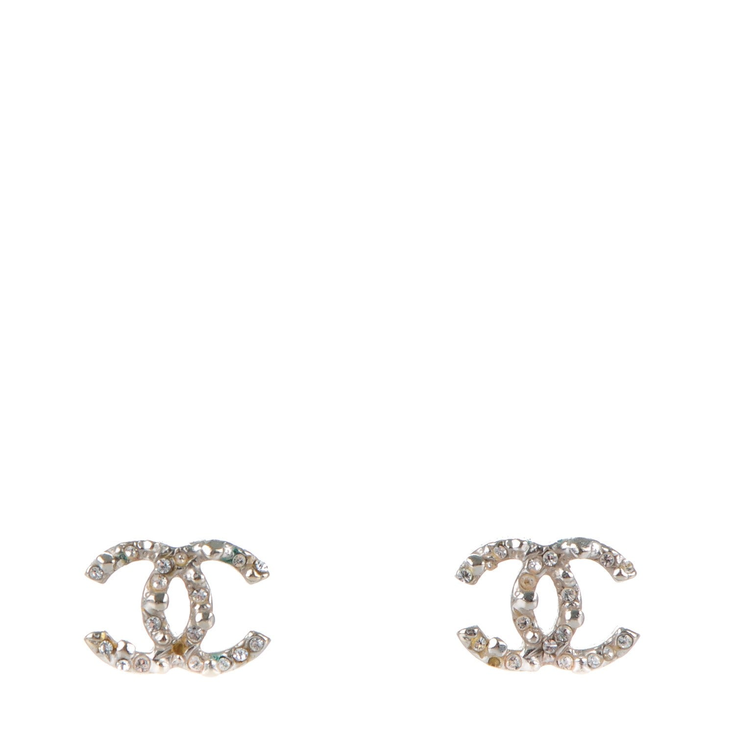 Chanel Crystal CC Earrings Silver 1 of 7