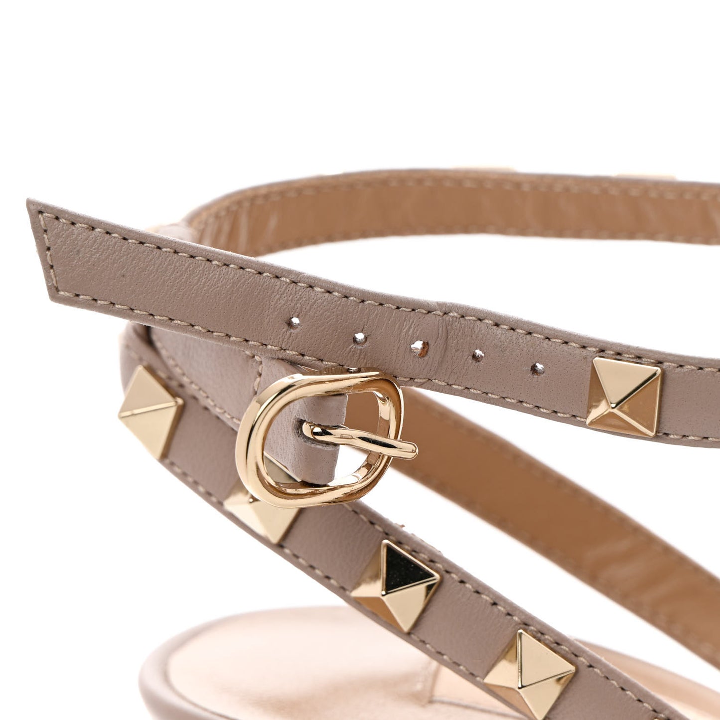 Patent Nappa Rockstud Ankle Strap 100mm Pumps 37.5 Poudre