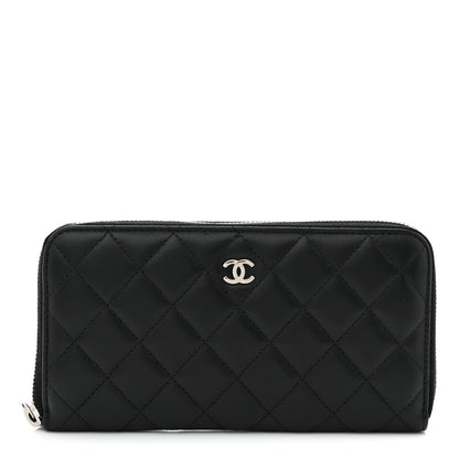 Chanel Lambskin Quilted Large Gusset Zip Around Wallet Black 1 of 8