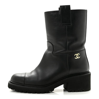 Chanel Calfskin CC Ankle Boots 36 Black 1 of 11