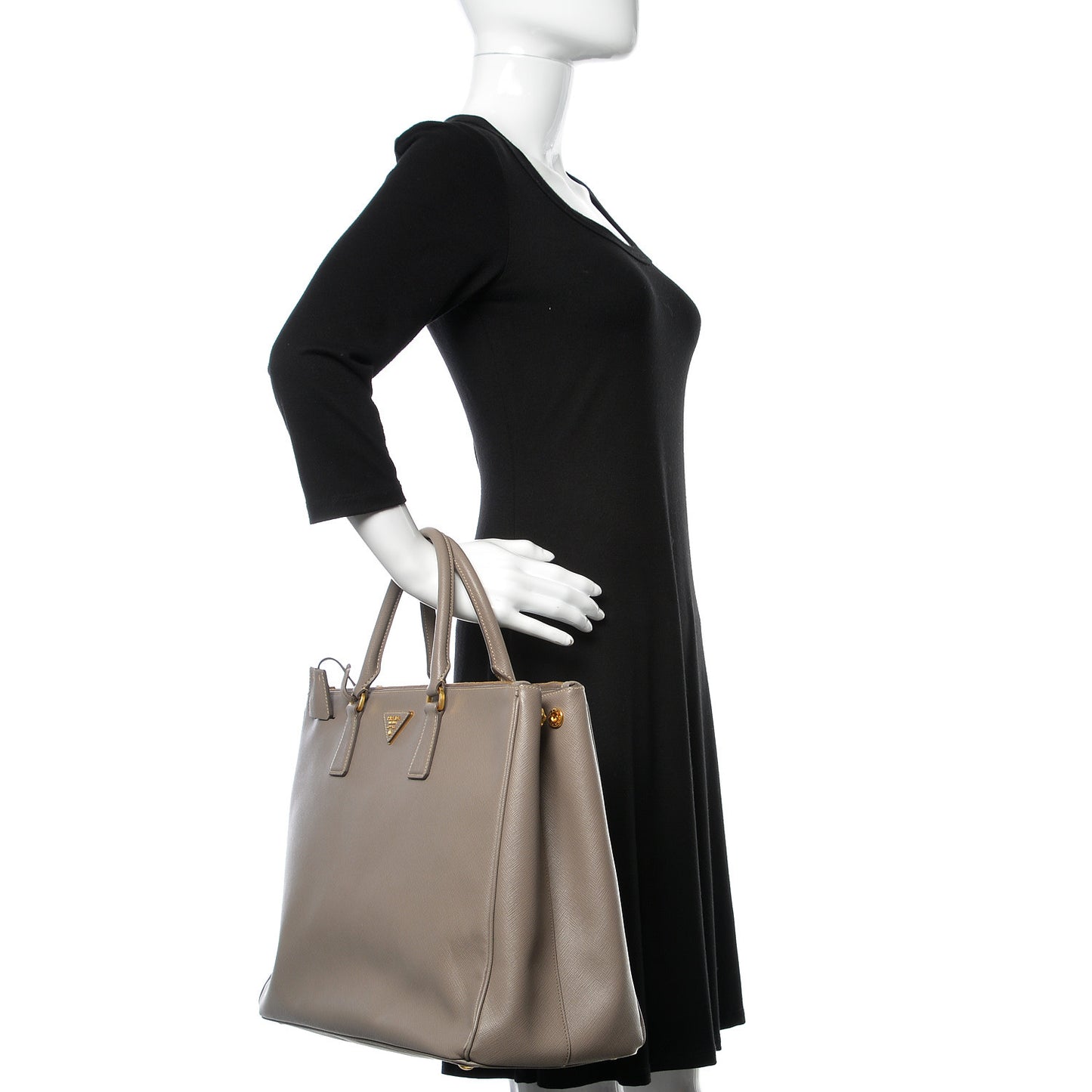 Saffiano Lux Extra Large Galleria Double Zip Tote Argilla