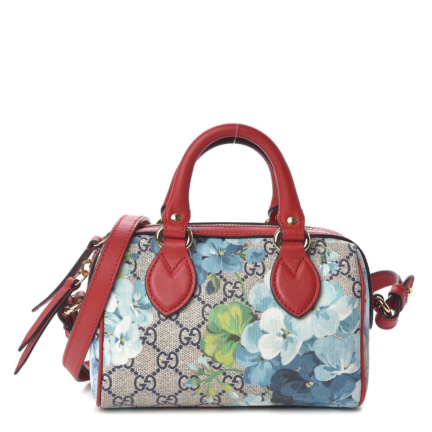 Gucci GG Supreme Monogram Blooms Mini Boston Navy Blue Hibiscus 1 of 11