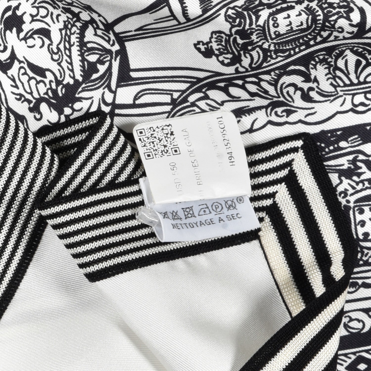 Hermes Silk Brides De Gala Scarf 72 Black White 3 of 3