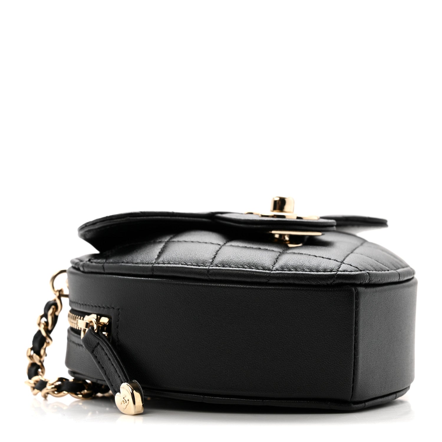 Chanel Lambskin Quilted CC In Love Heart Clutch With Chain Black 4 of 10
